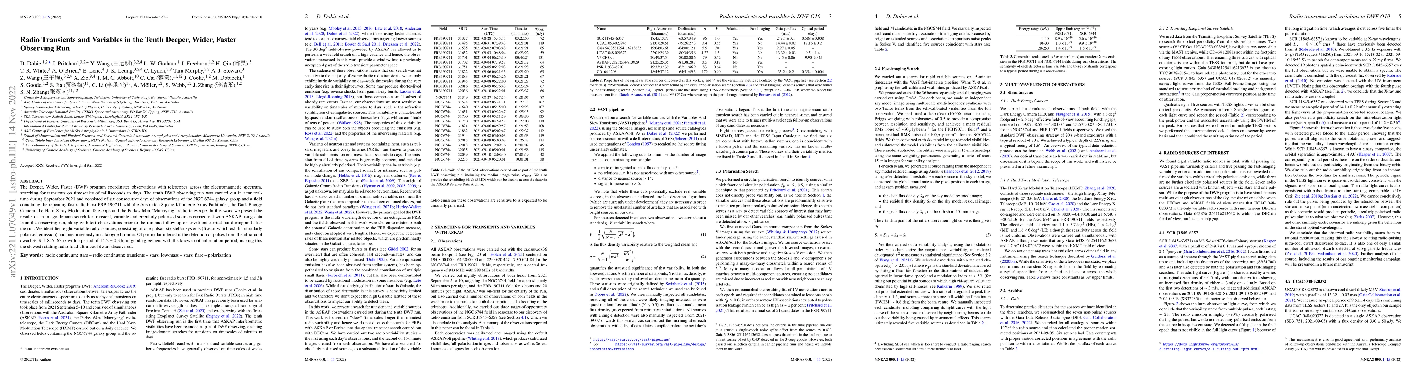 Thumbnail for Radio Transients and Variables in the Tenth Deeper, Wider, Faster
  Observing Run