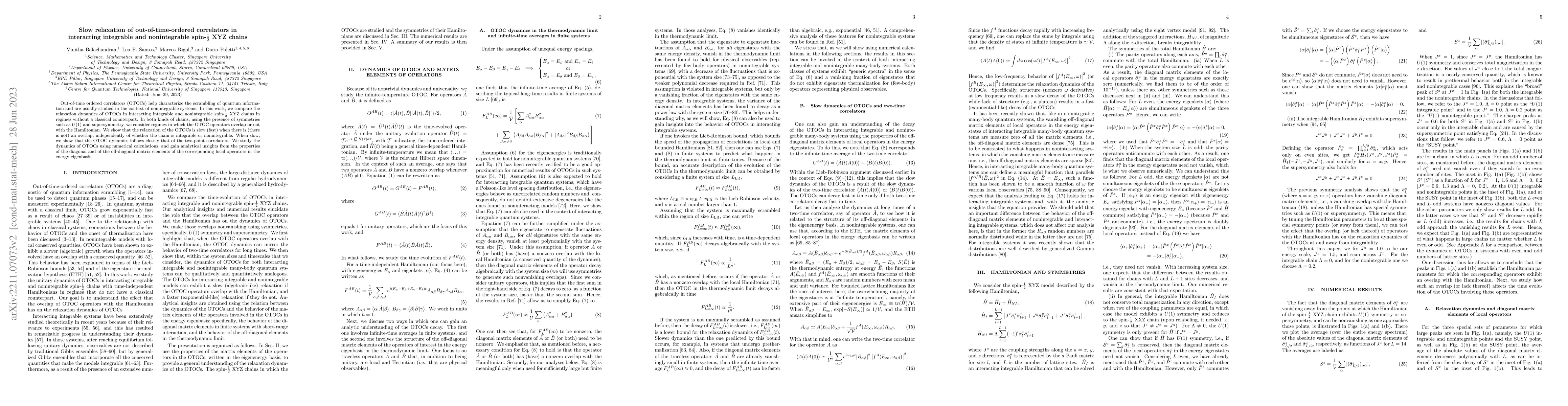 Thumbnail for Slow relaxation of out-of-time-ordered correlators in interacting
  integrable and nonintegrable spin-1/2 XYZ chains