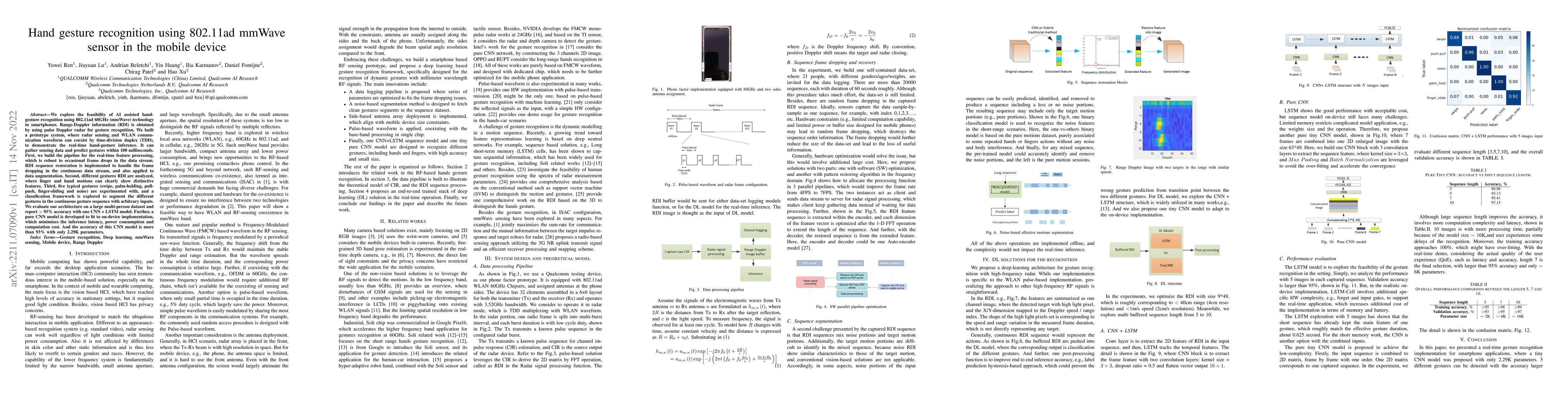 Thumbnail for Hand gesture recognition using 802.11ad mmWave sensor in the mobile
  device