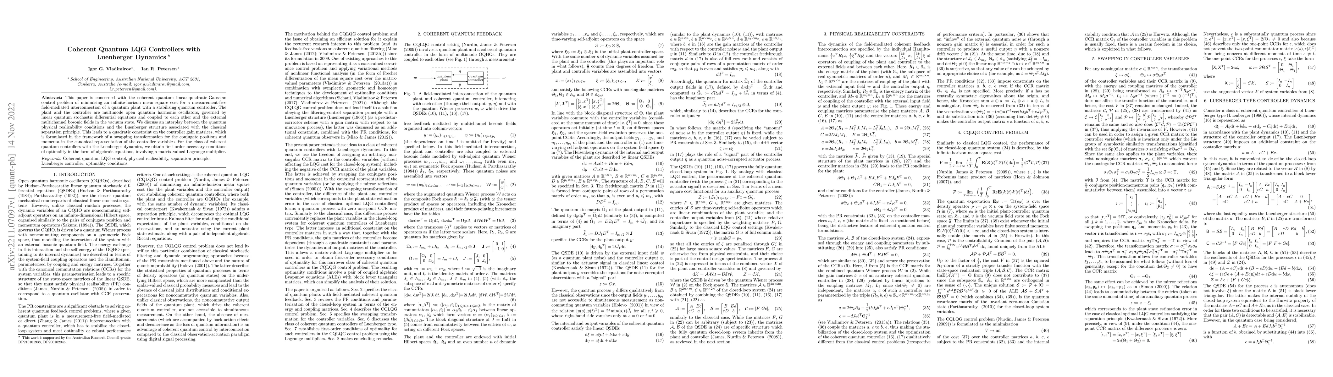 Thumbnail for Coherent quantum LQG controllers with Luenberger dynamics
