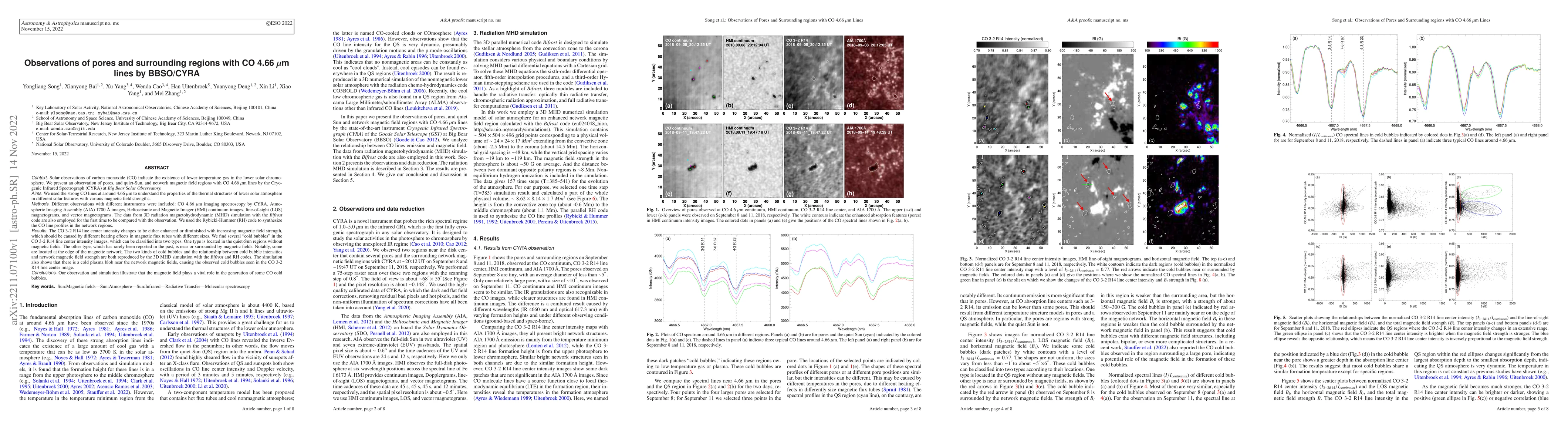 Thumbnail for Observations of pores and surrounding regions with CO 4.66 {\mu}m lines
  by BBSO/CYRA