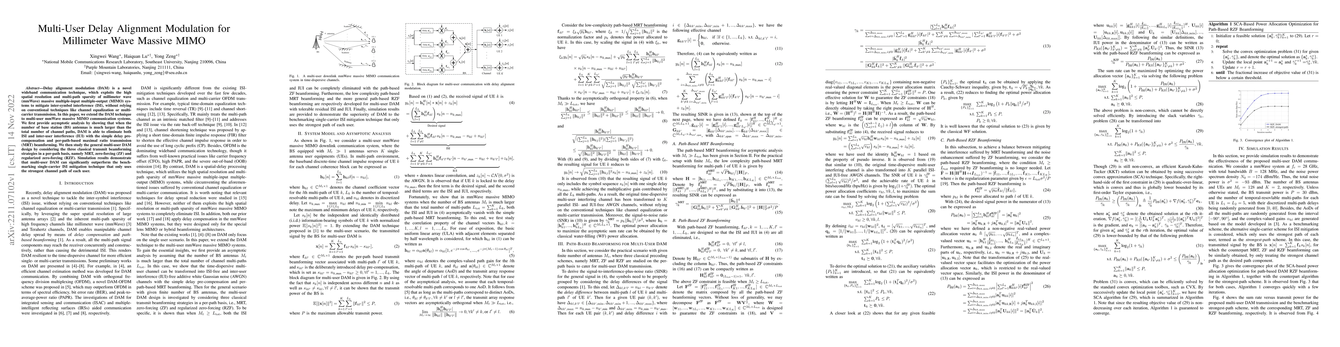 Thumbnail for Multi-User Delay Alignment Modulation for Millimeter Wave Massive MIMO
