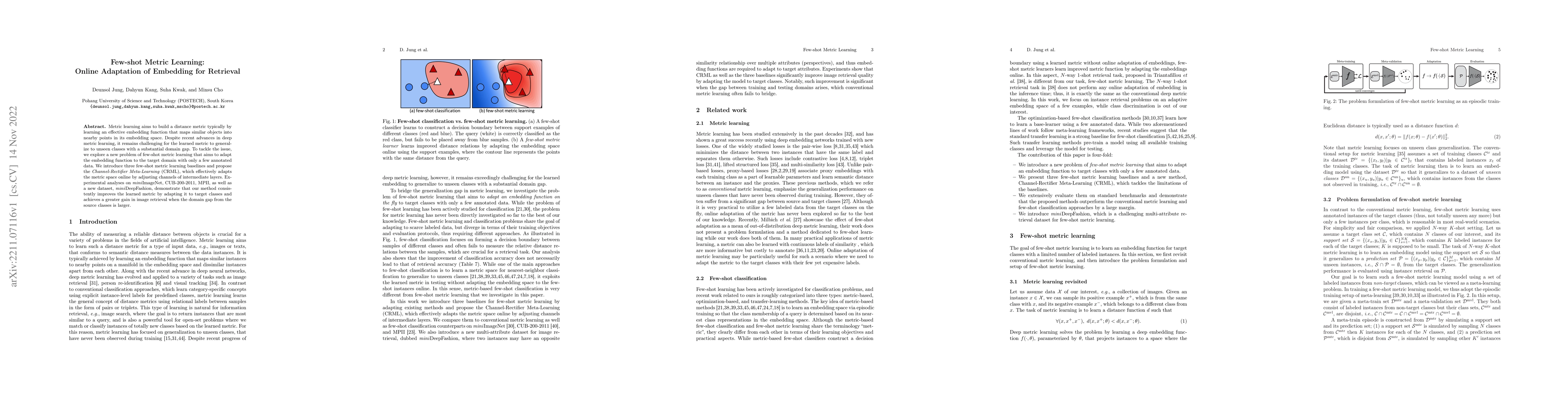 Thumbnail for Few-shot Metric Learning: Online Adaptation of Embedding for Retrieval