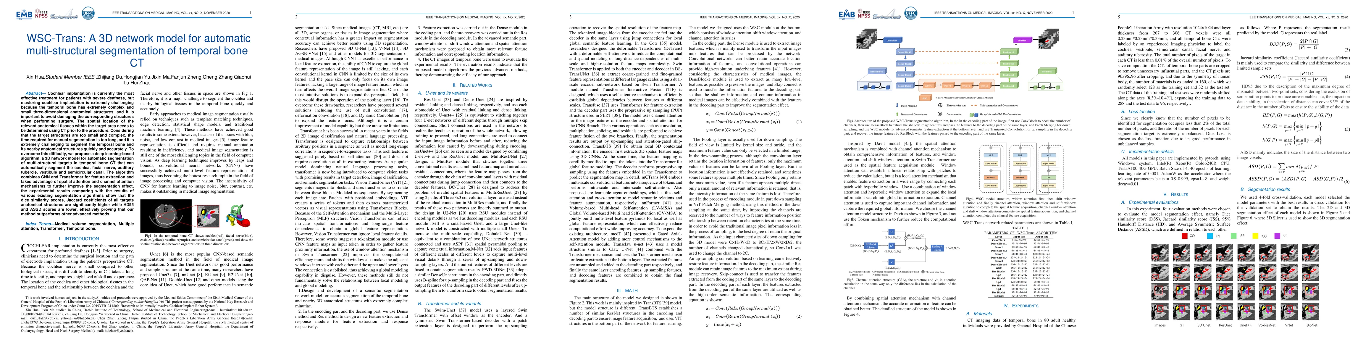 Thumbnail for WSC-Trans: A 3D network model for automatic multi-structural
  segmentation of temporal bone CT