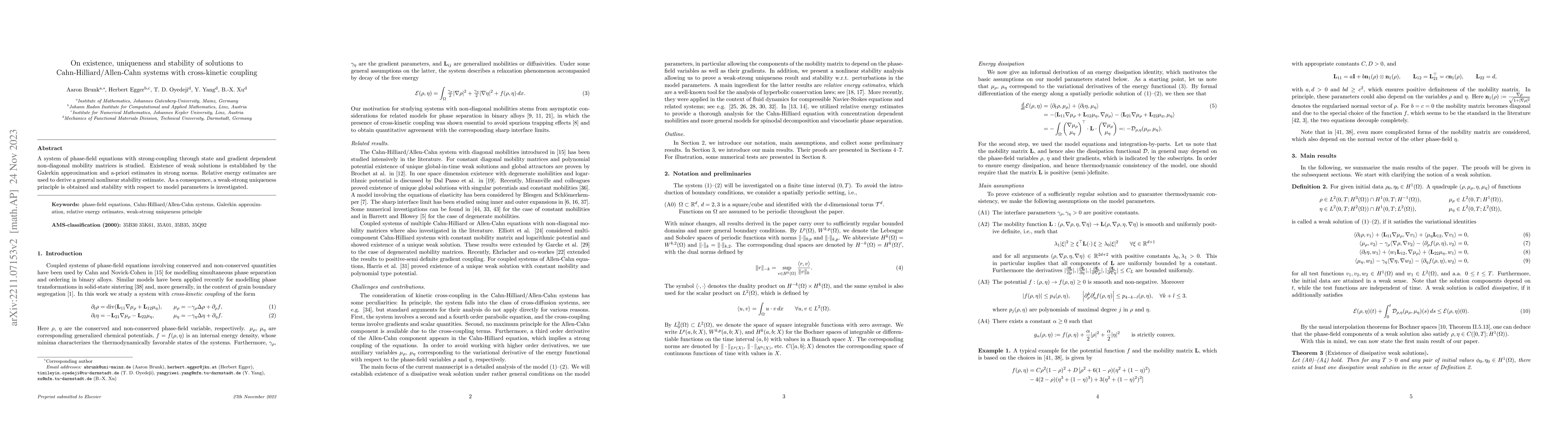Thumbnail for On existence, uniqueness and stability of solutions to
  Cahn-Hilliard/Allen-Cahn systems with cross-kinetic coupling