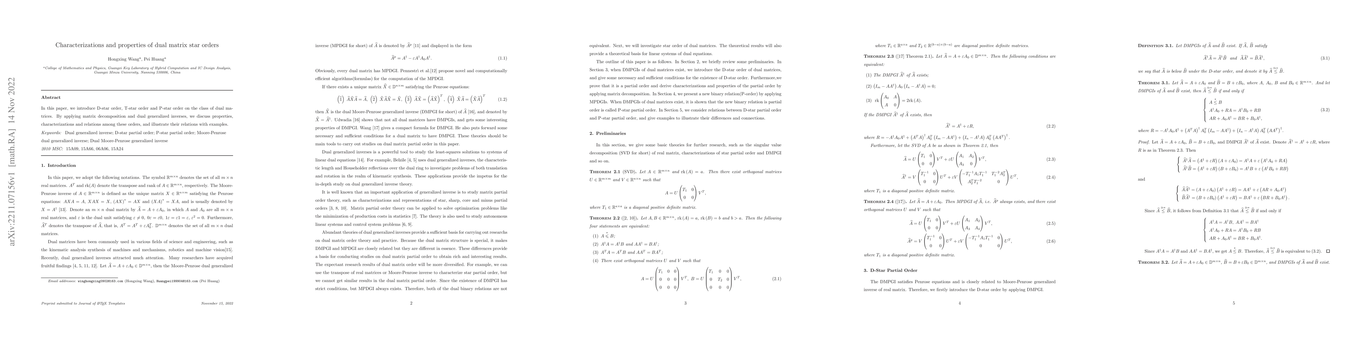 Thumbnail for Characterizations and properties of dual matrix star orders