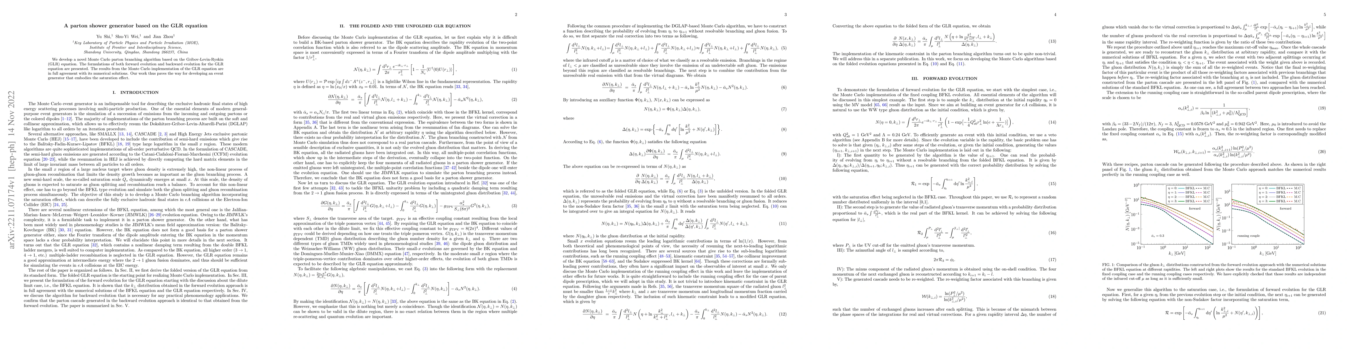 Thumbnail for A parton shower generator based on the GLR equation