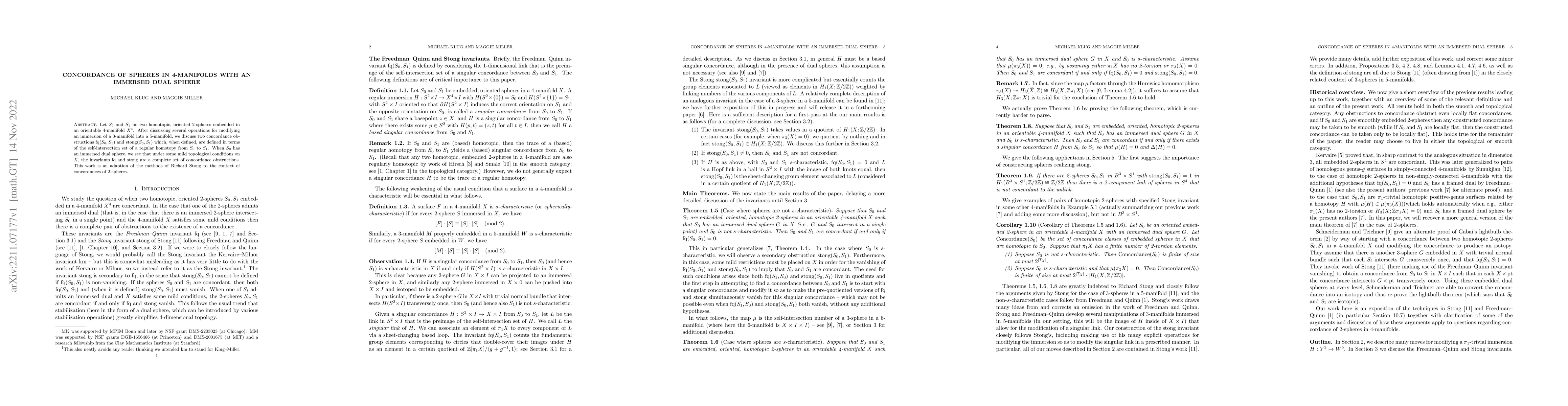 Thumbnail for Concordance of spheres in 4-manifolds with an immersed dual sphere
