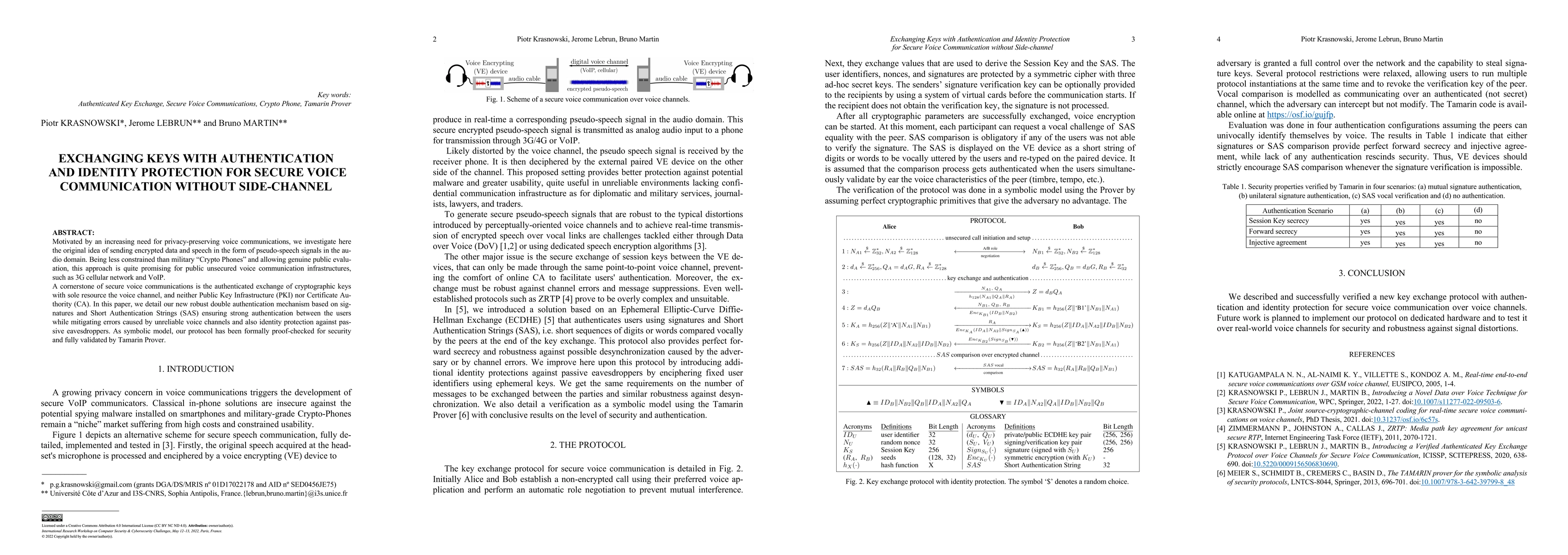 Thumbnail for Exchanging Keys with Authentication and Identity Protection for Secure
  Voice Communication without Side-channel
