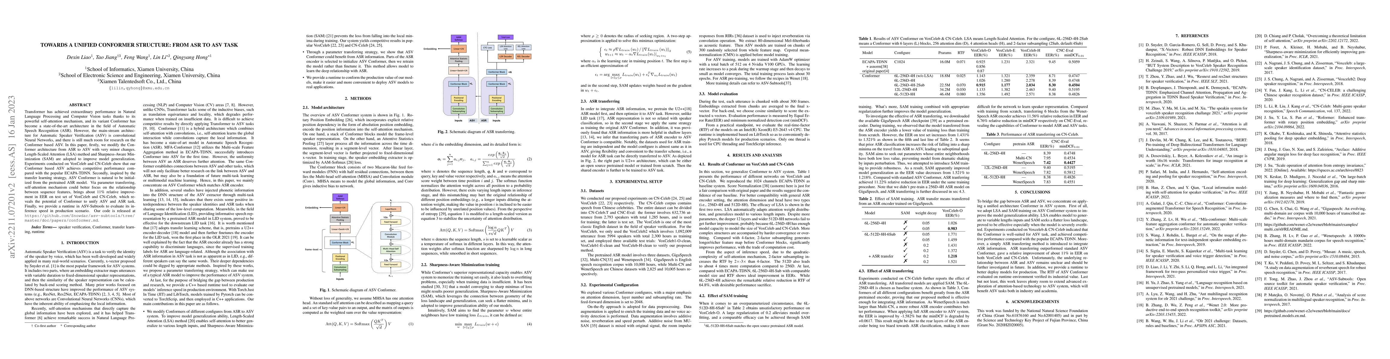 Thumbnail for Towards A Unified Conformer Structure: from ASR to ASV Task