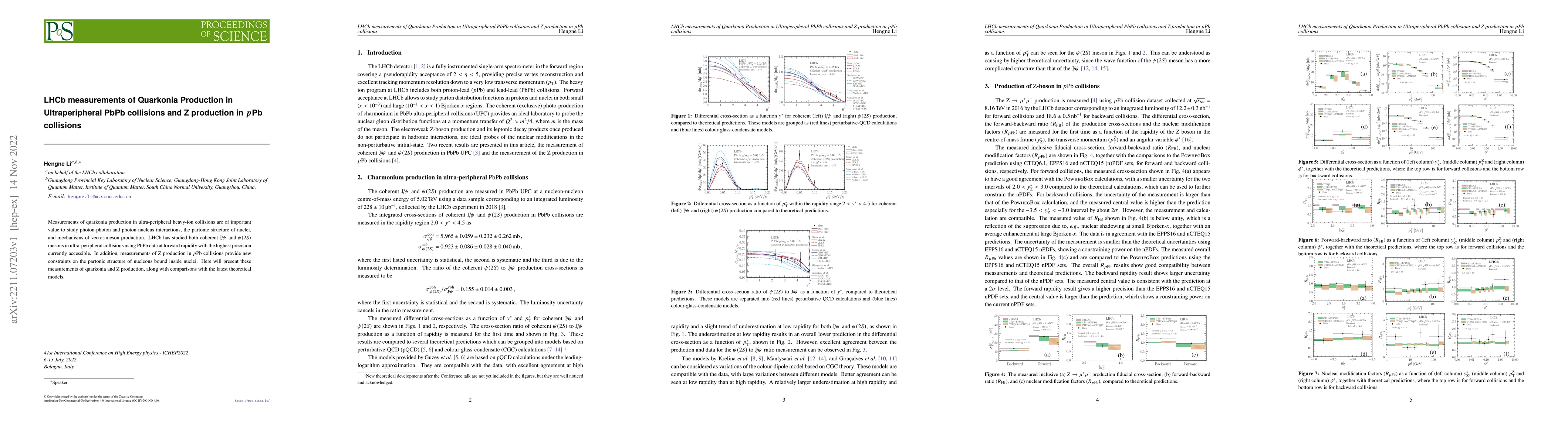 Thumbnail for LHCb measurements of Quarkonia Production in Ultraperipheral PbPb
  collisions and Z production in $p$Pb collisions
