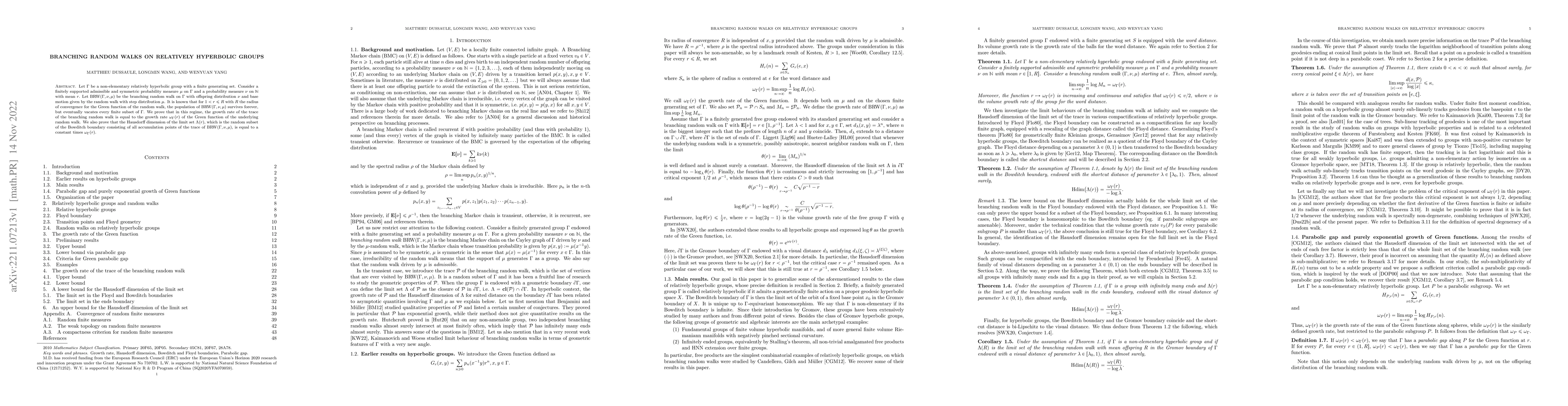Thumbnail for Branching Random Walks on relatively hyperbolic groups