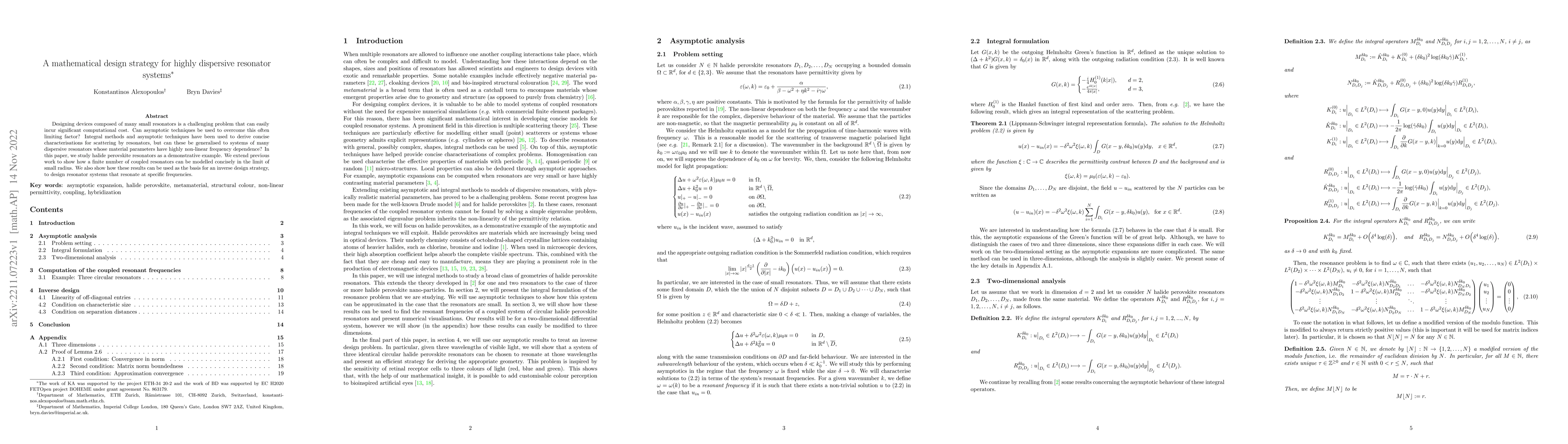Thumbnail for A mathematical design strategy for highly dispersive resonator systems