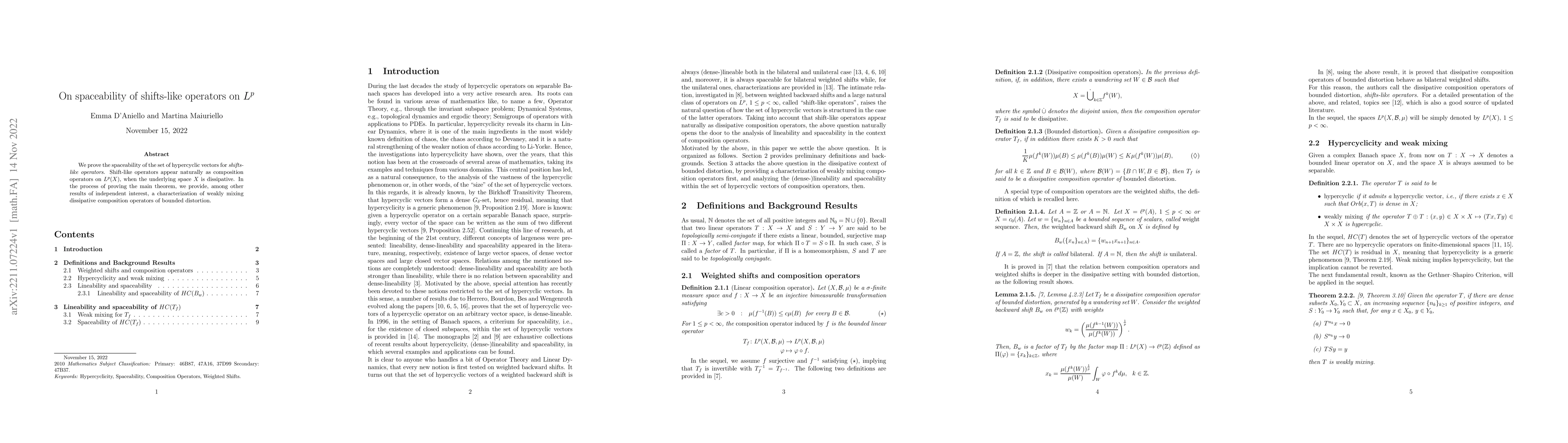 Thumbnail for On spaceability of shifts-like operators on $L^p$