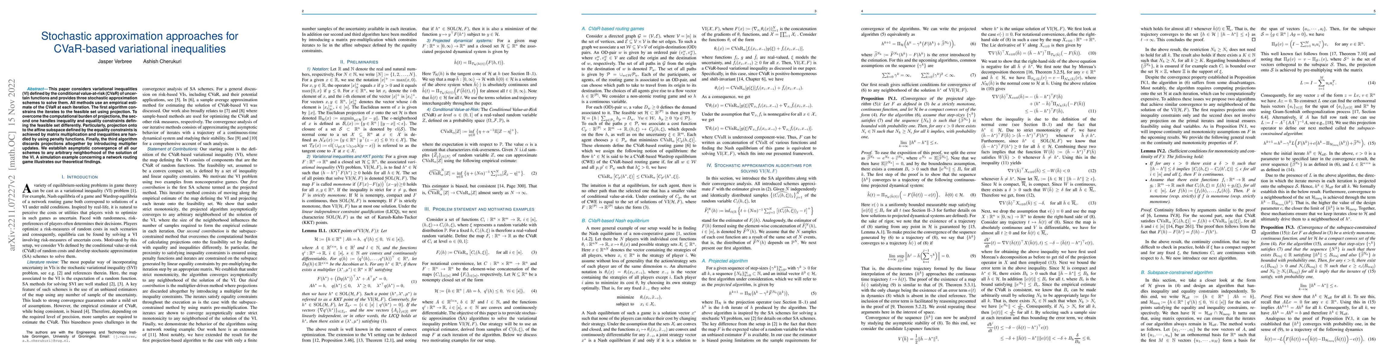 Thumbnail for Stochastic approximation approaches for CVaR-based variational
  inequalities
