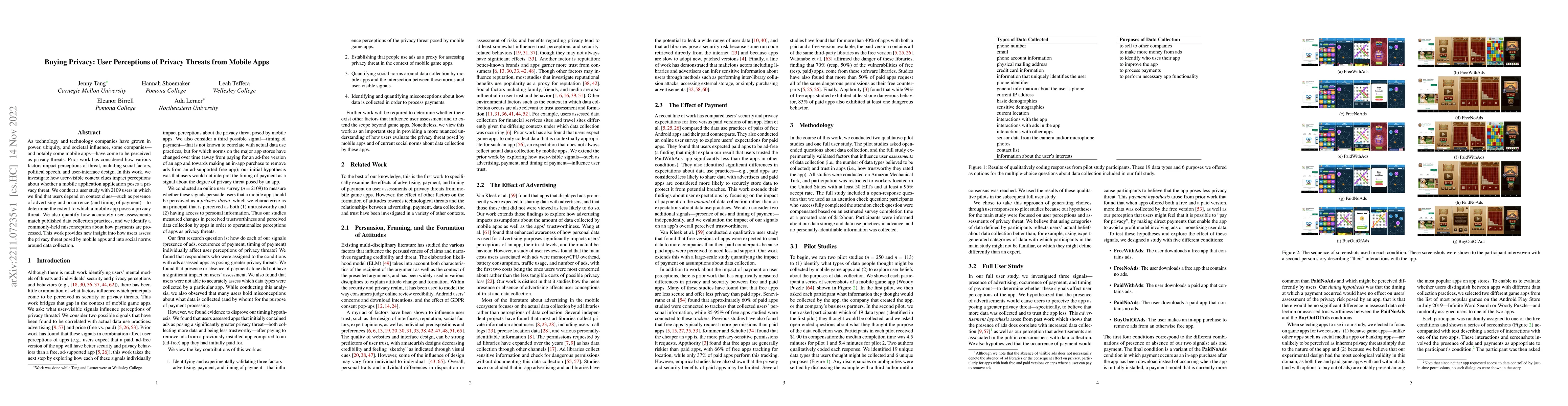 Thumbnail for Buying Privacy: User Perceptions of Privacy Threats from Mobile Apps