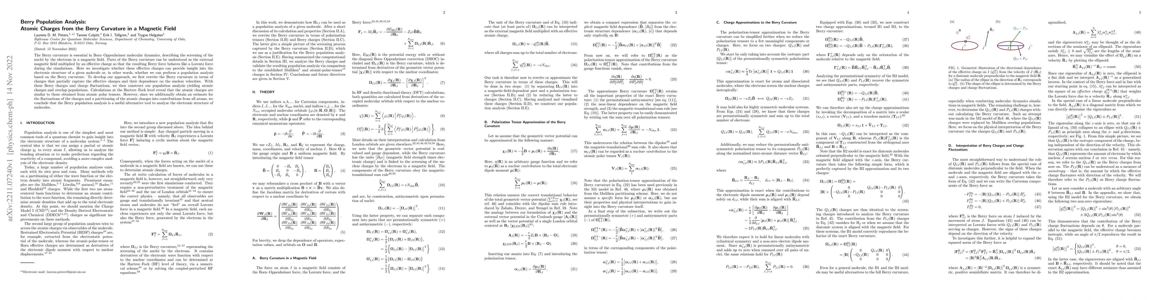 Thumbnail for Berry Population Analysis: Atomic Charges from the Berry Curvature in a
  Magnetic Field