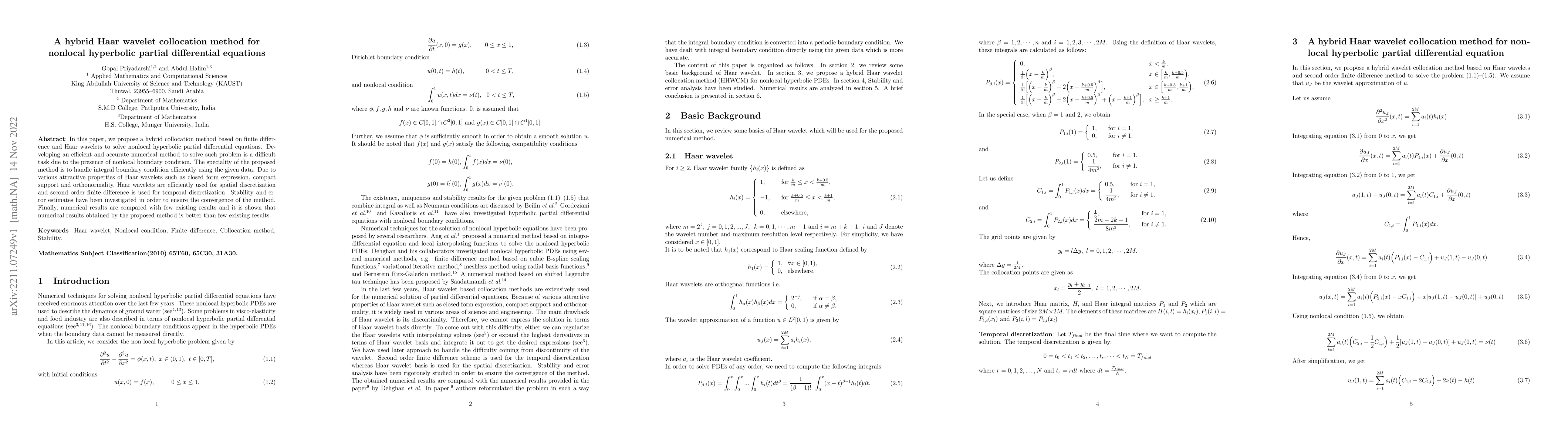 Thumbnail for A hybrid Haar wavelet collocation method for nonlocal hyperbolic partial
  differential equations
