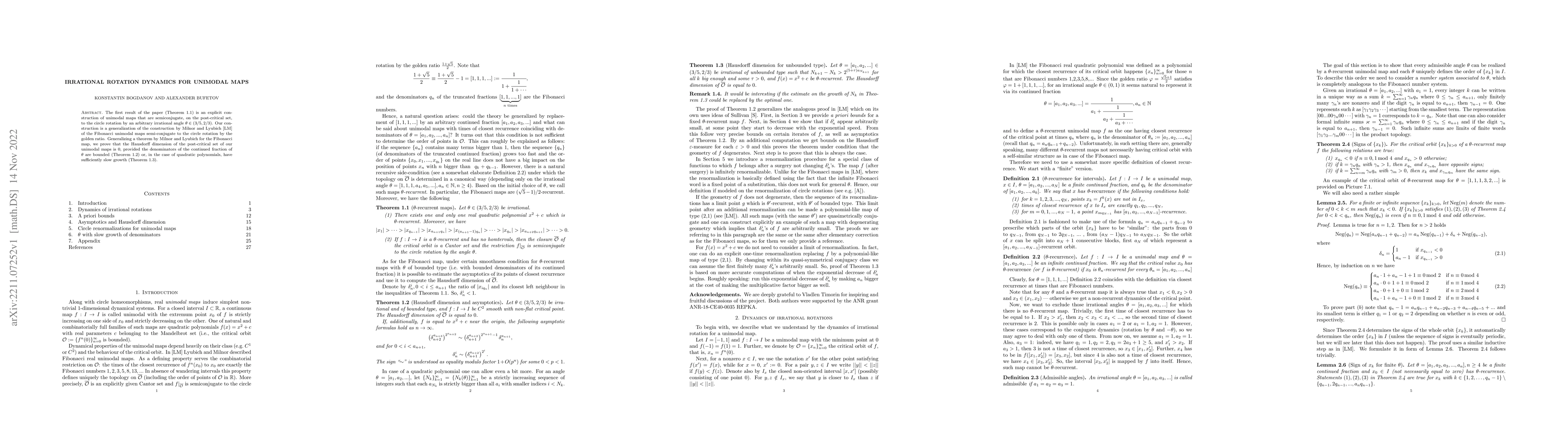 Thumbnail for Irrational rotation dynamics for unimodal maps