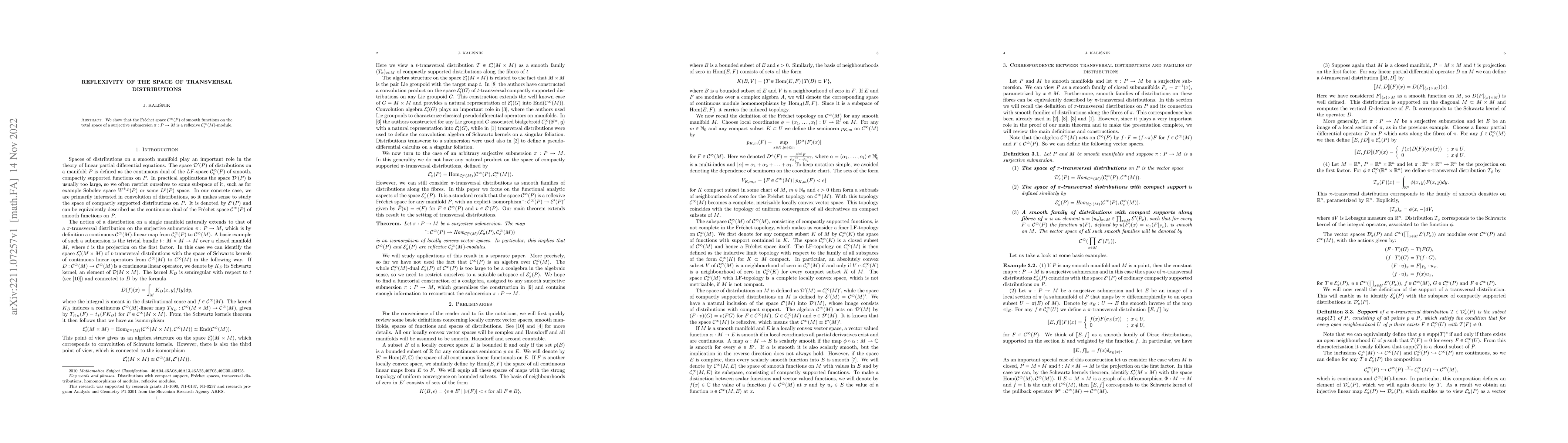 Thumbnail for Reflexivity of the space of transversal distributions