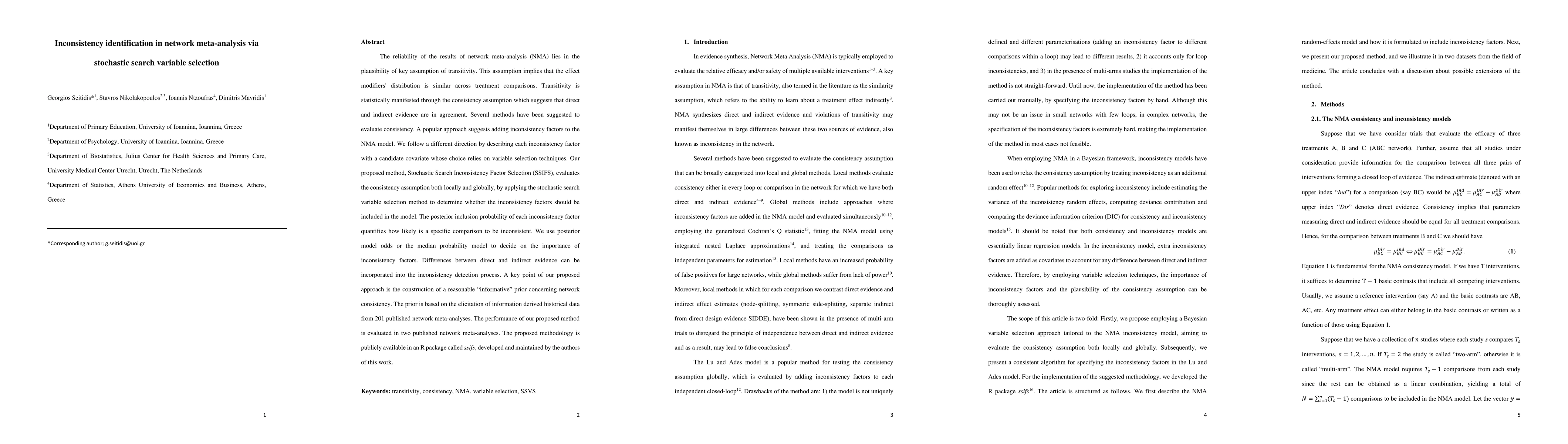 Thumbnail for Inconsistency identification in network meta-analysis via stochastic
  search variable selection