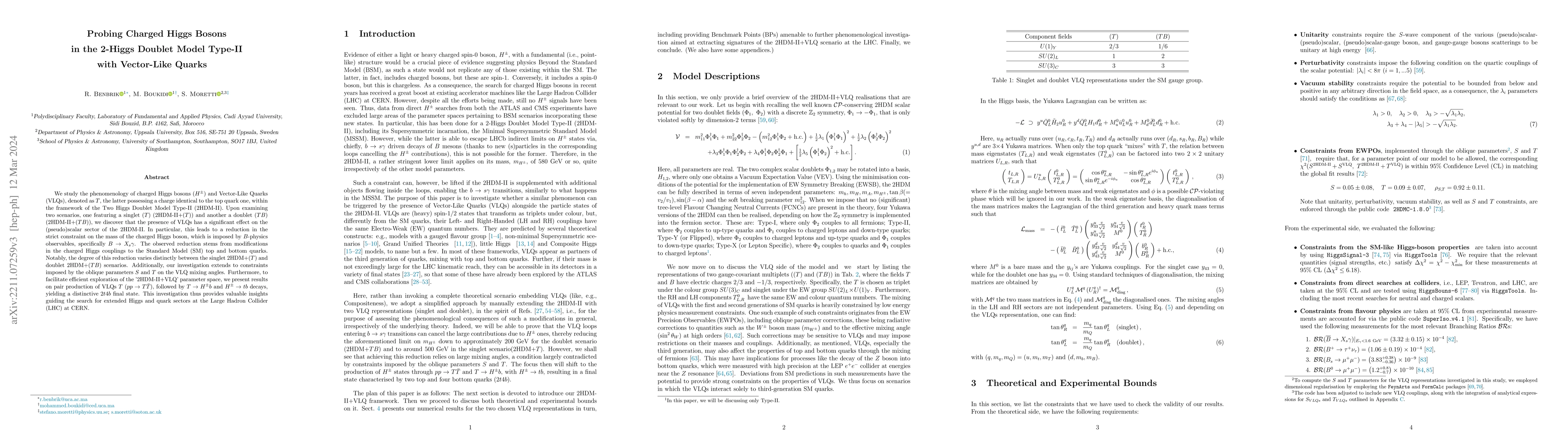 Thumbnail for Probing Charged Higgs Bosons in the 2-Higgs Doublet Model Type-II with
  Vector-Like Quarks