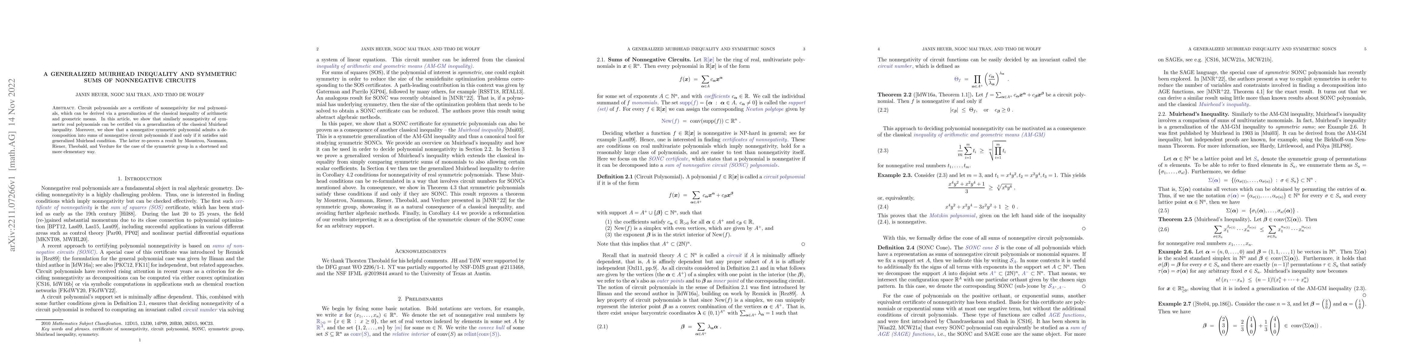 Thumbnail for A Generalized Muirhead Inequality and Symmetric Sums of Nonnegative
  Circuits