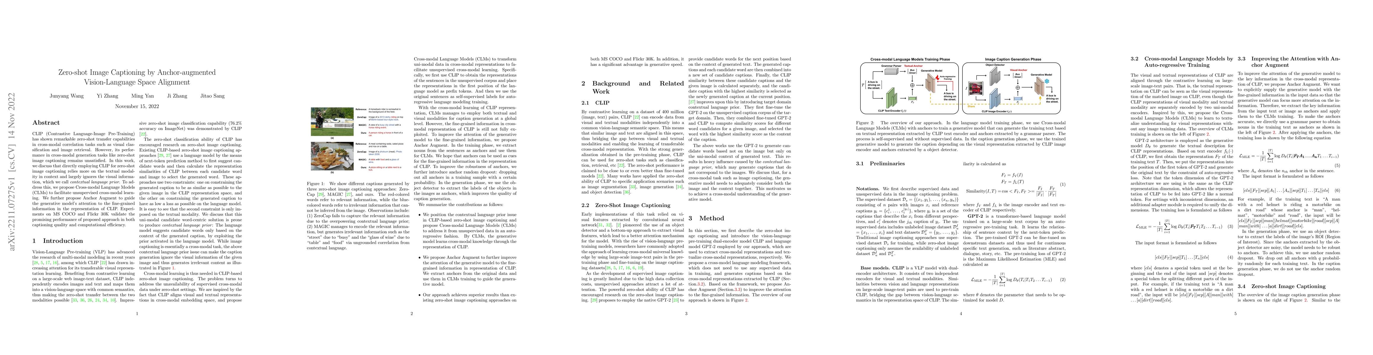 Thumbnail for Zero-shot Image Captioning by Anchor-augmented Vision-Language Space
  Alignment