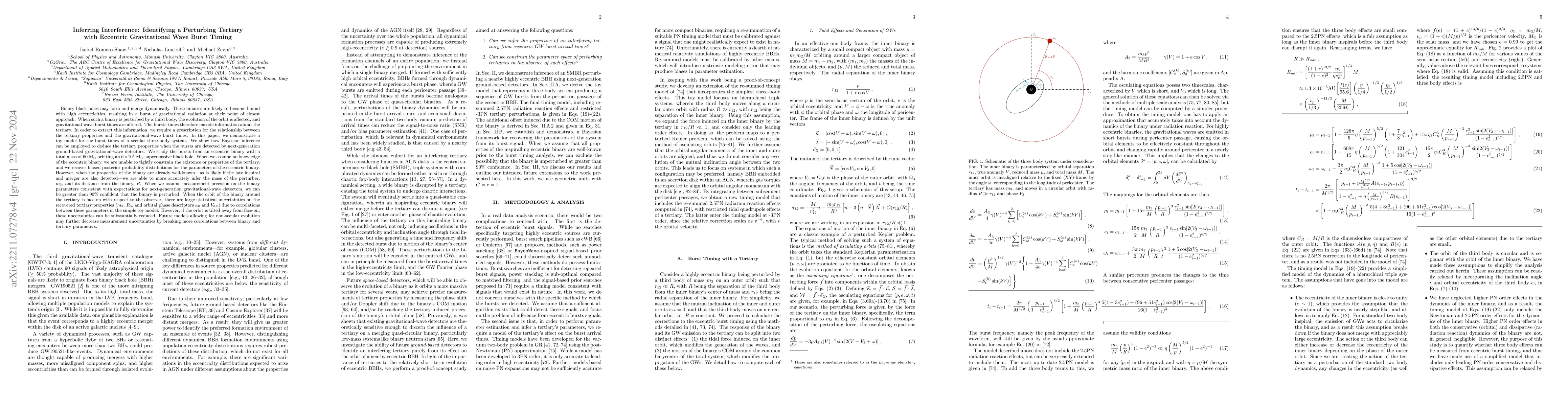Thumbnail for Inferring Interference: Identifying a Perturbing Tertiary with Eccentric
  Gravitational Wave Burst Timing