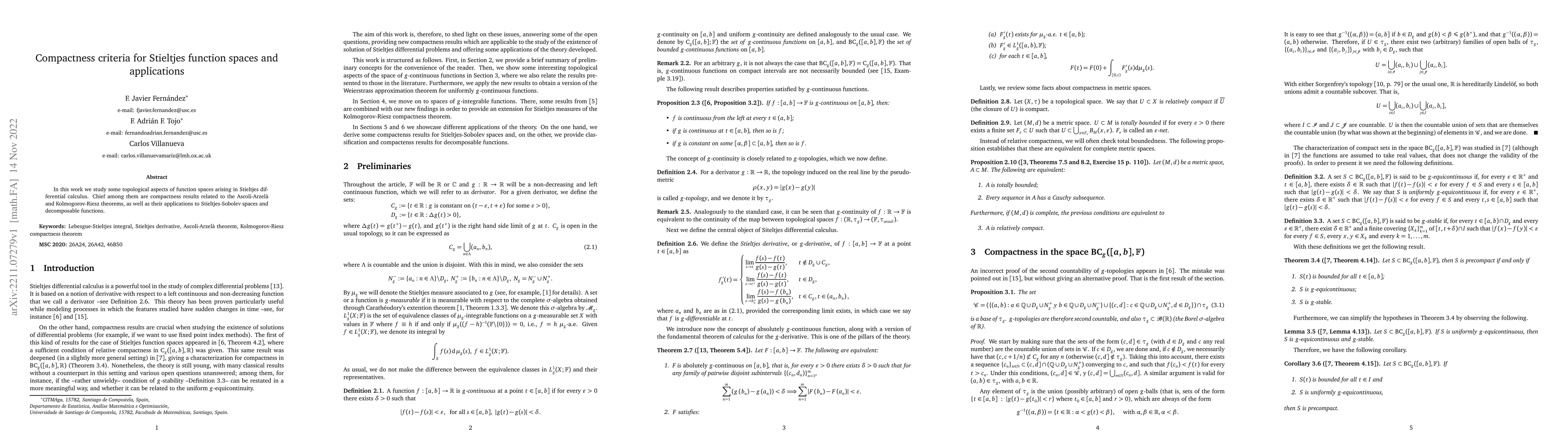 Thumbnail for Compactness criteria for Stieltjes function spaces and applications