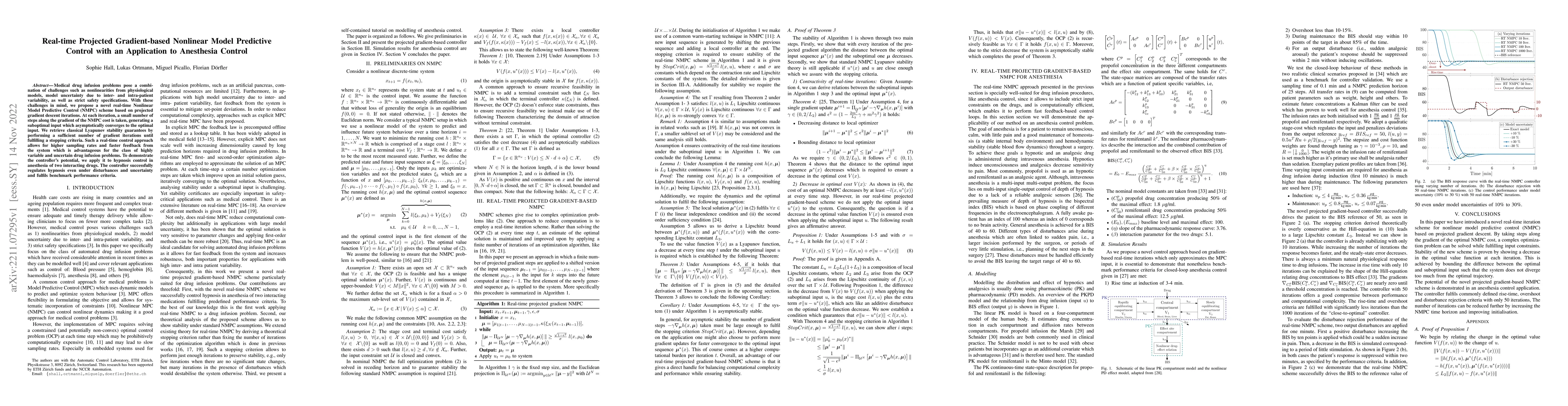 Thumbnail for Real-time Projected Gradient-based Nonlinear Model Predictive Control
  with an Application to Anesthesia Control
