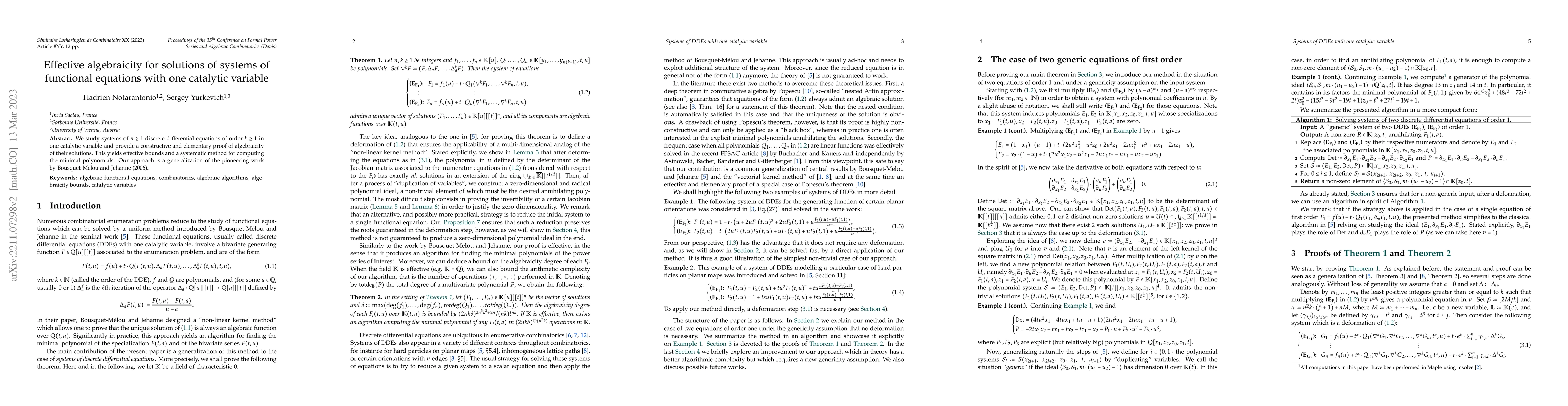 Thumbnail for Effective algebraicity for solutions of systems of functional equations
  with one catalytic variable