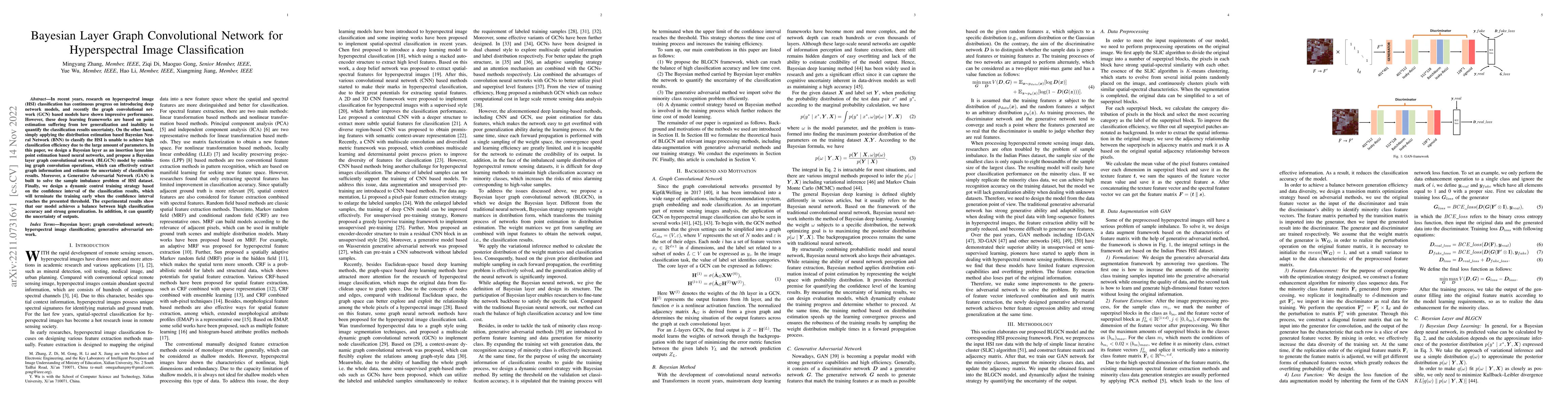 Thumbnail for Bayesian Layer Graph Convolutioanl Network for Hyperspetral Image
  Classification