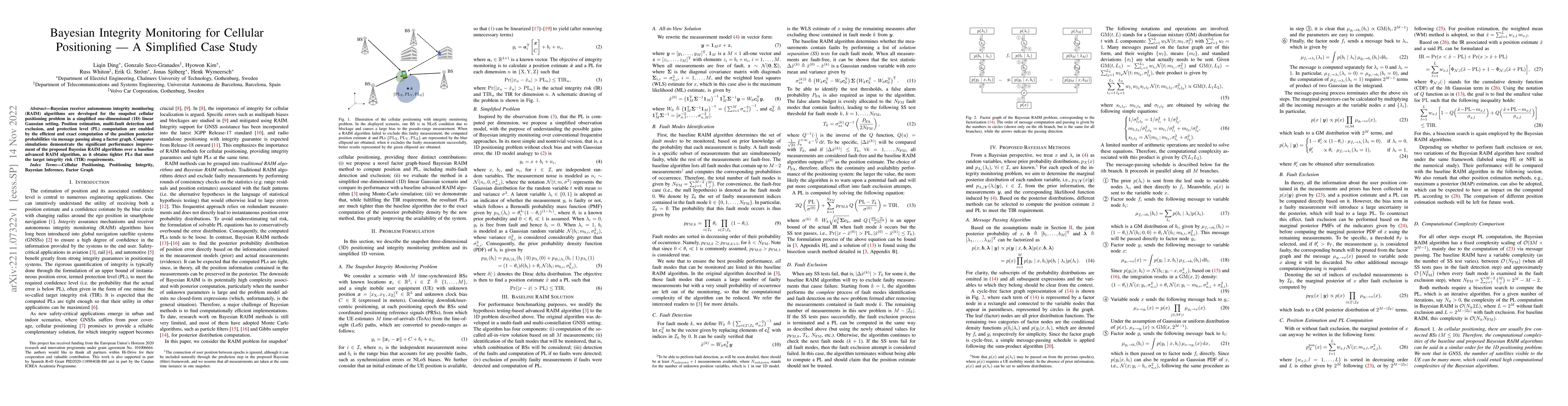 Thumbnail for Bayesian Integrity Monitoring for Cellular Positioning -- A Simplified
  Case Study