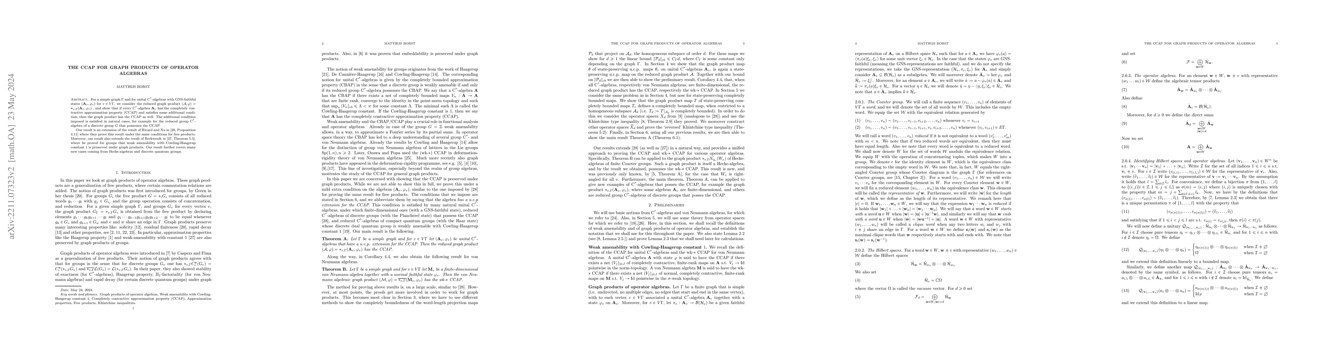Thumbnail for The CCAP for graph products of operator algebras