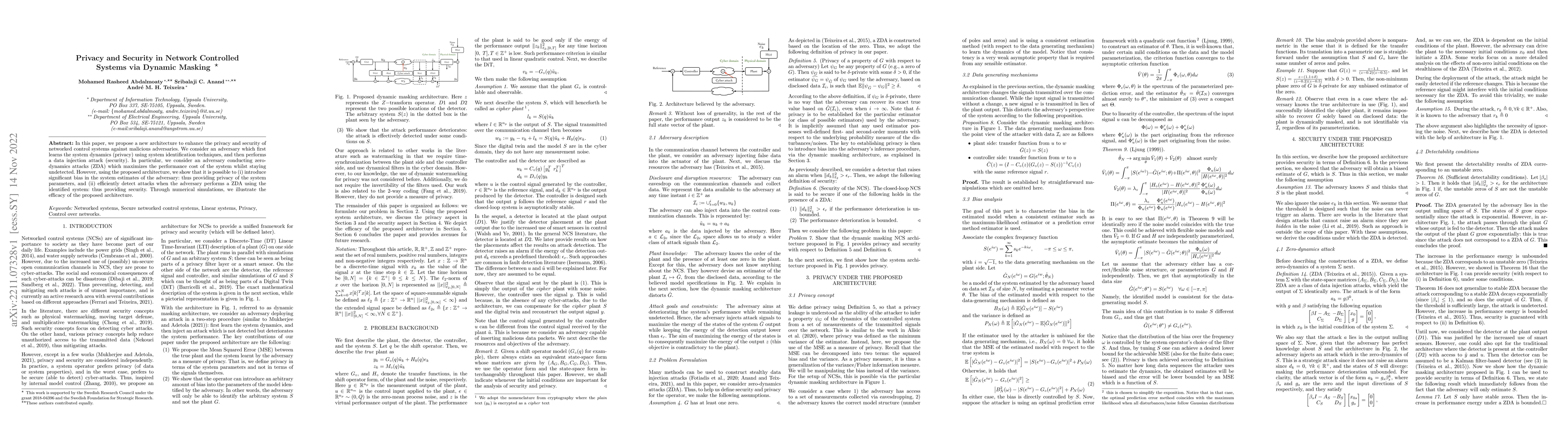 Thumbnail for Privacy and Security in Network Controlled Systems via Dynamic Masking