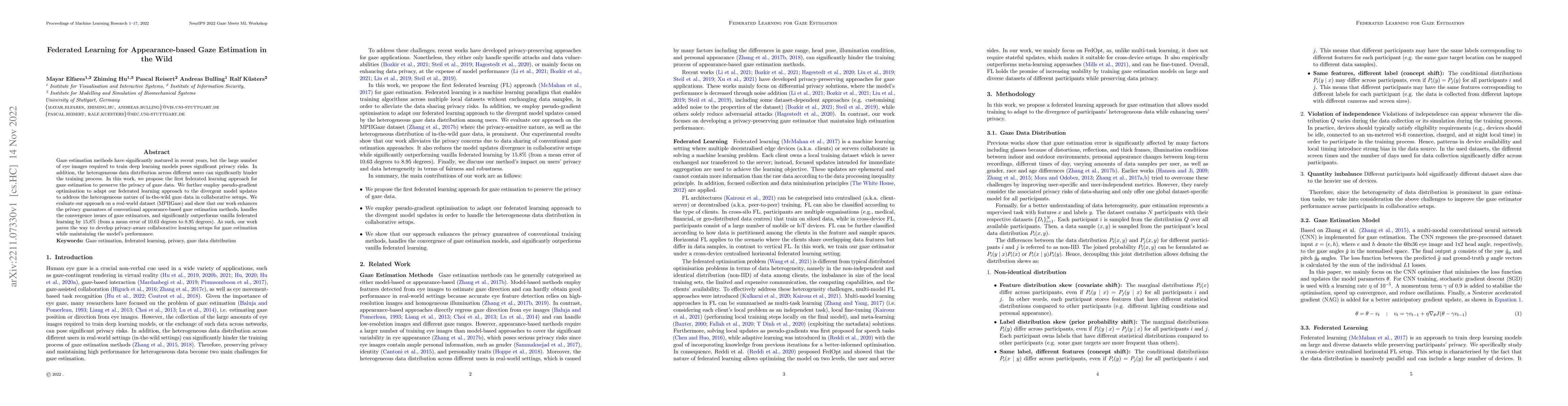 Thumbnail for Federated Learning for Appearance-based Gaze Estimation in the Wild