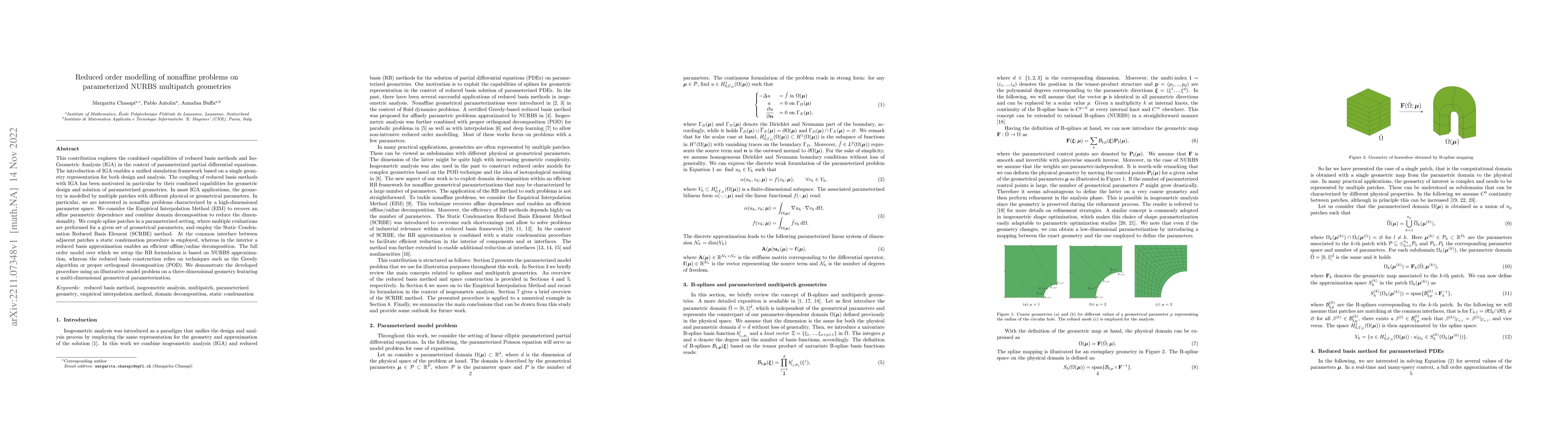 Thumbnail for Reduced order modelling of nonaffine problems on parameterized NURBS
  multipatch geometries