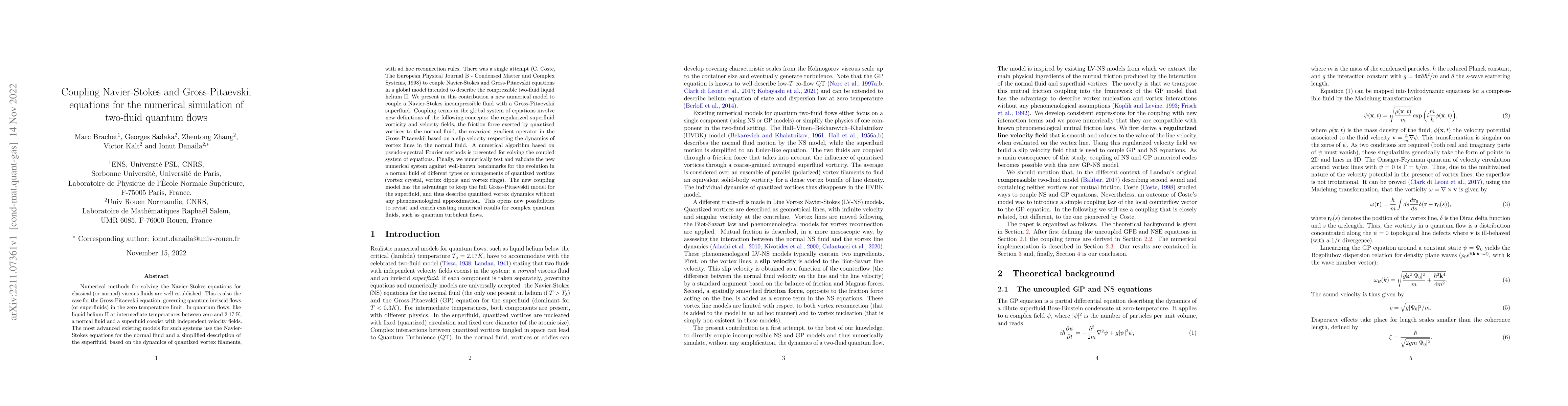 Thumbnail for Coupling Navier-Stokes and Gross-Pitaevskii equations for the numerical
  simulation of two-fluid quantum flows
