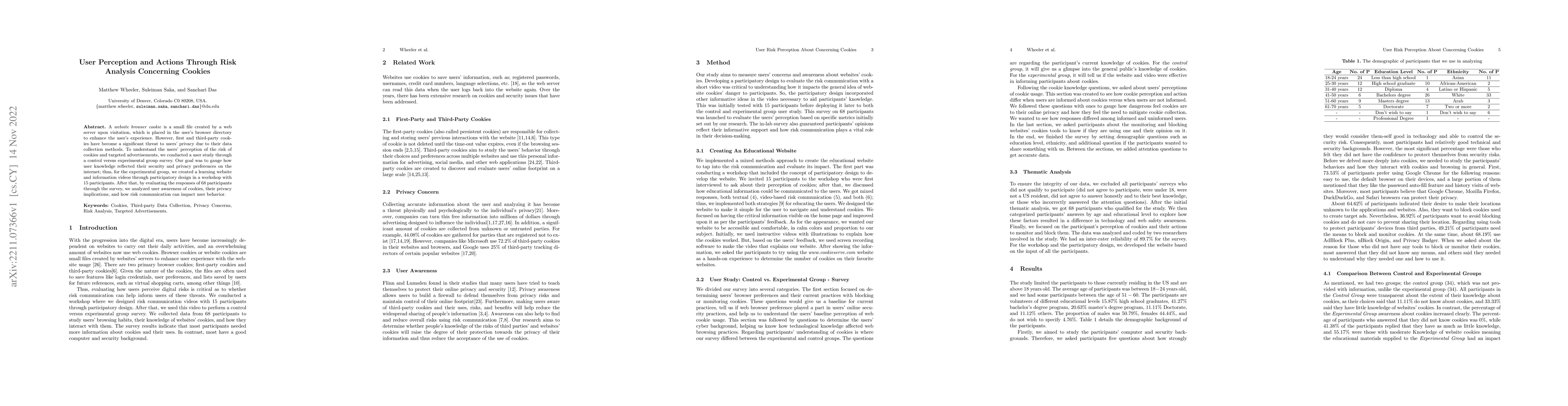 Thumbnail for User Perception and Actions Through Risk Analysis Concerning Cookies