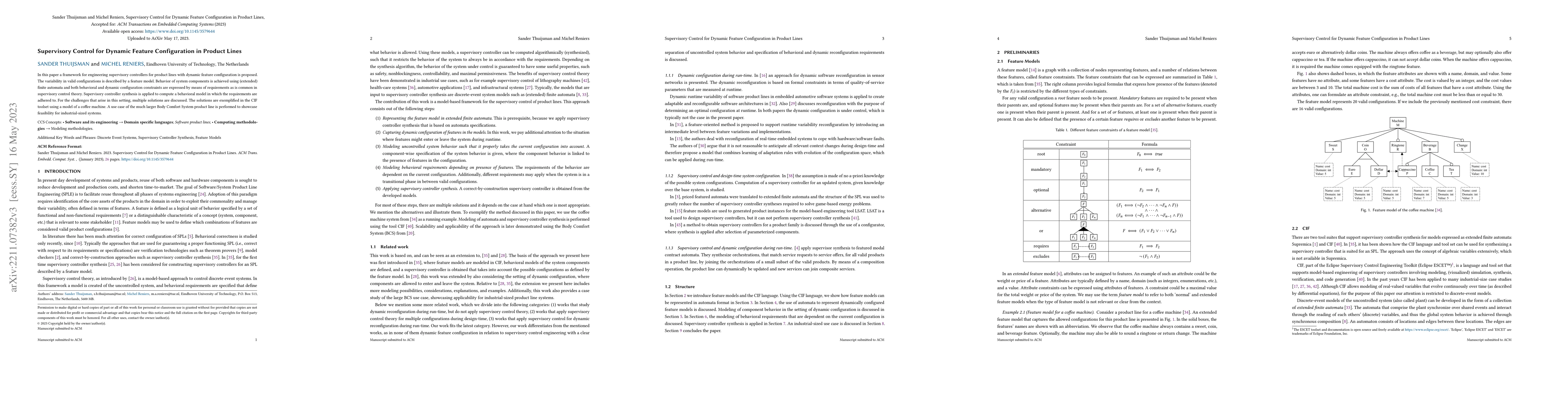 Thumbnail for Supervisory Control for Dynamic Feature Configuration in Product Lines