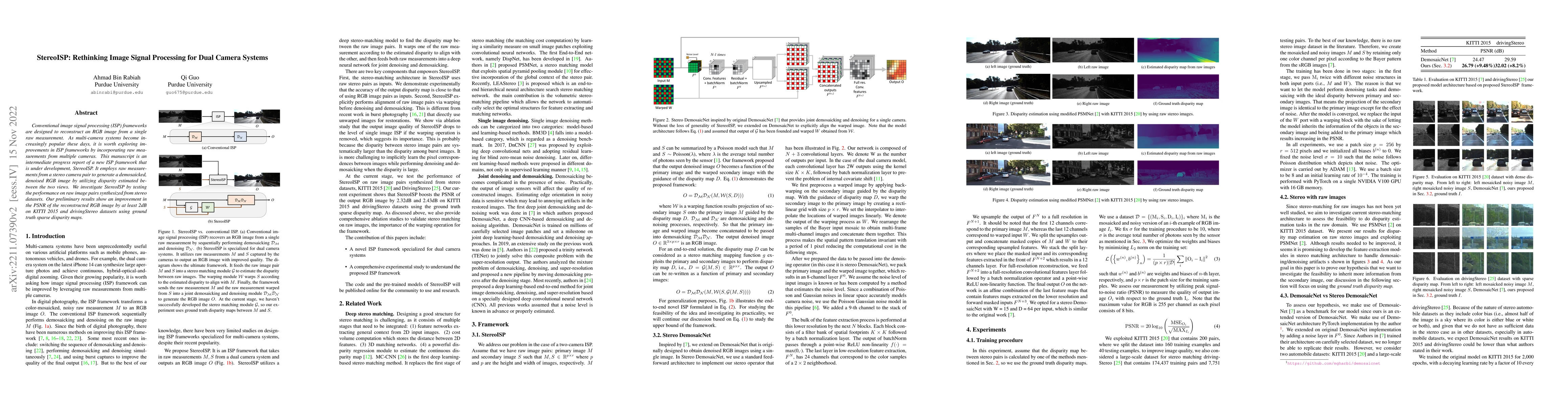 Thumbnail for StereoISP: Rethinking Image Signal Processing for Dual Camera Systems