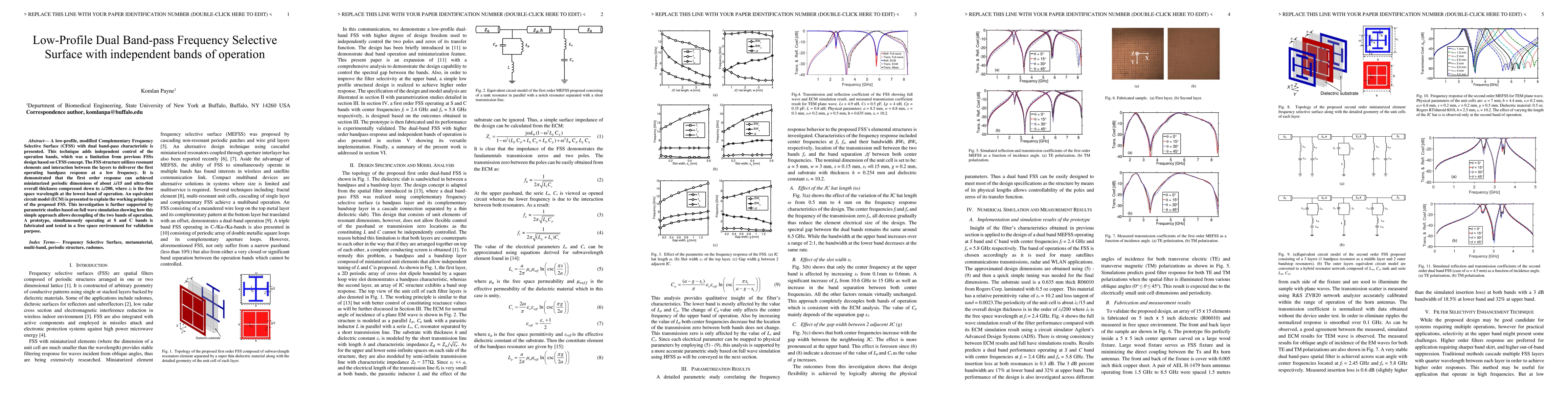Thumbnail for Low-Profile Dual Band-pass Frequency Selective Surface with independent
  bands of operation