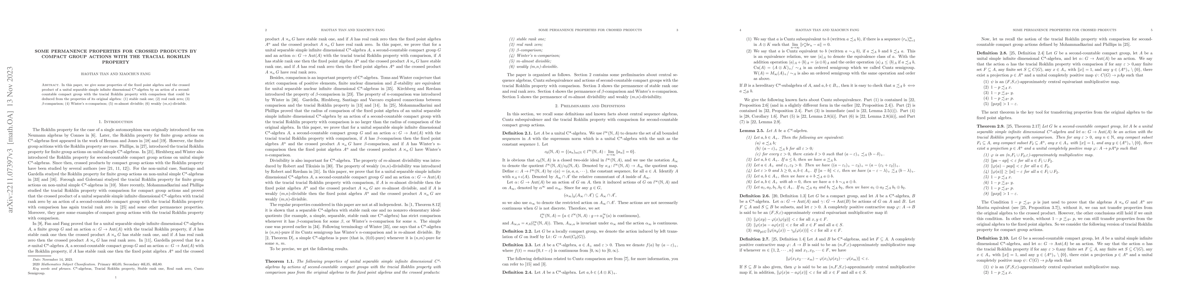 Thumbnail for Some Permanence properties for crossed products by compact group actions
  with the tracial Rokhlin property