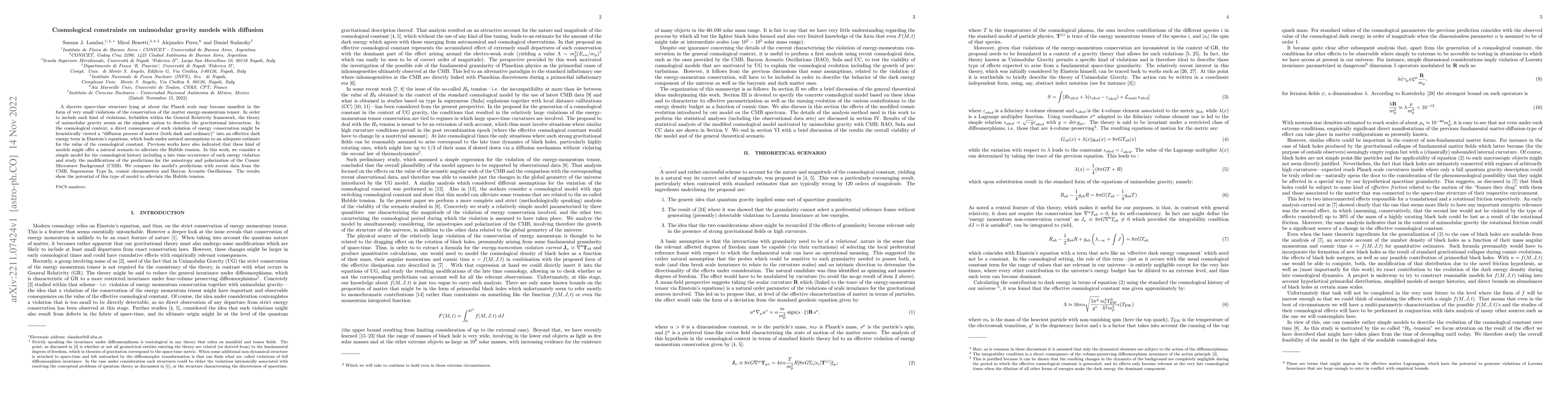 Thumbnail for Cosmological constraints on unimodular gravity models with diffusion
