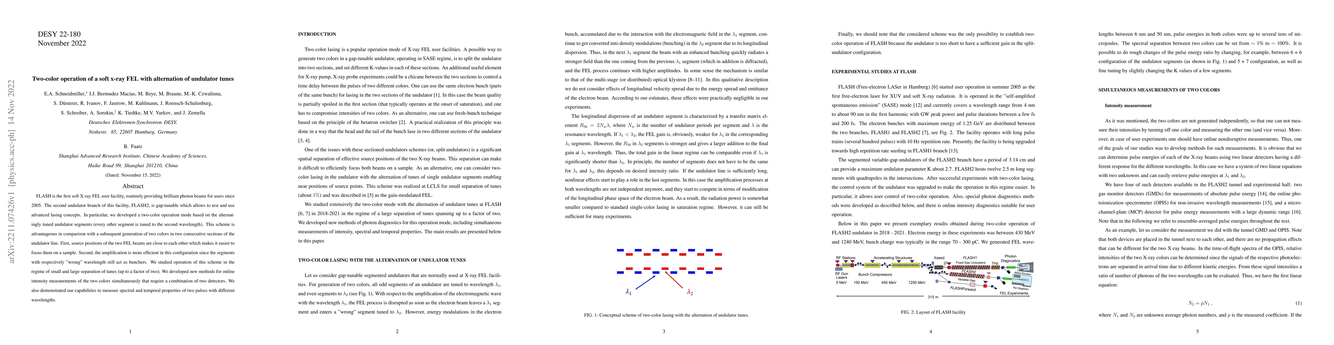 Thumbnail for Two-color operation of a soft x-ray FEL with alternation of undulator
  tunes