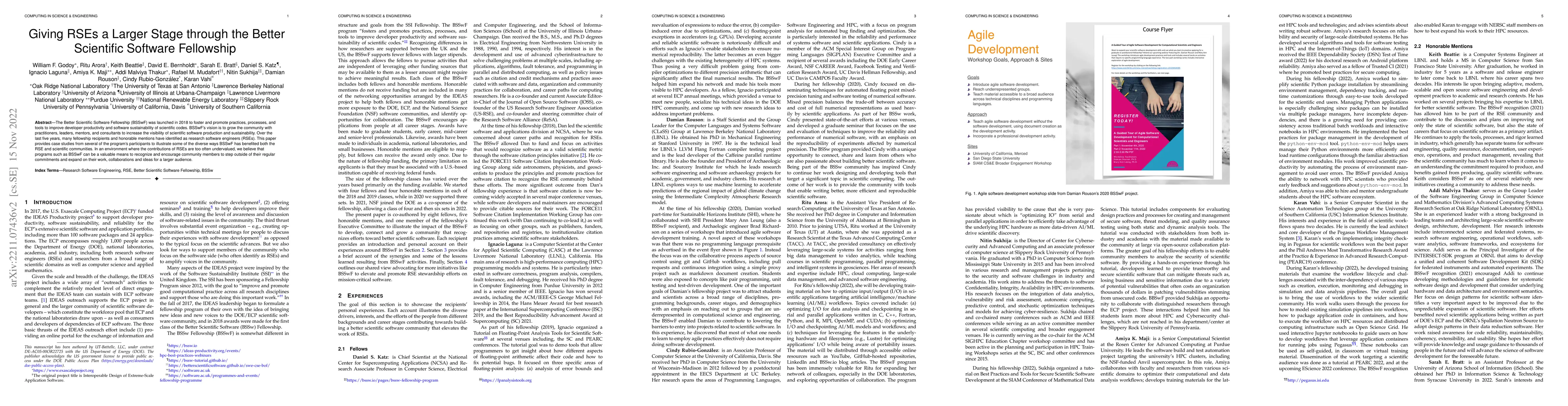 Thumbnail for Giving RSEs a Larger Stage through the Better Scientific Software
  Fellowship