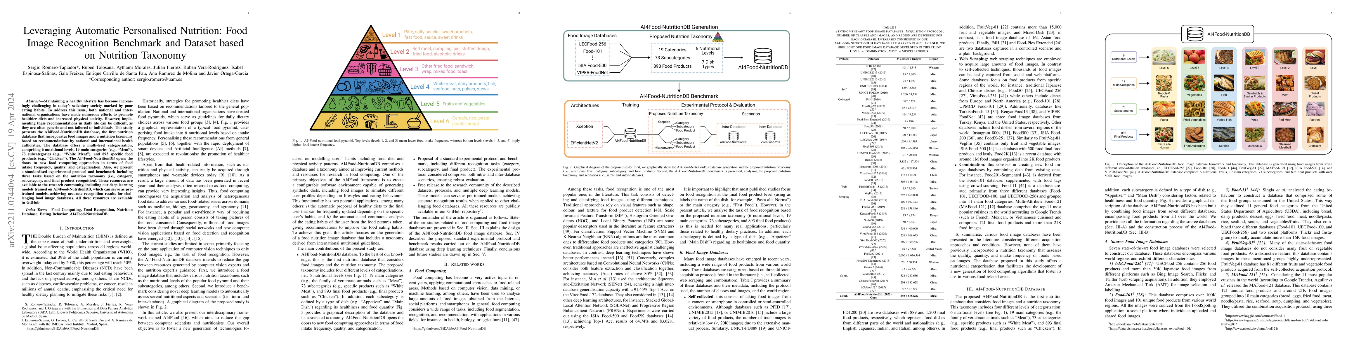 Thumbnail for Leveraging Automatic Personalised Nutrition: Food Image Recognition
  Benchmark and Dataset based on Nutrition Taxonomy