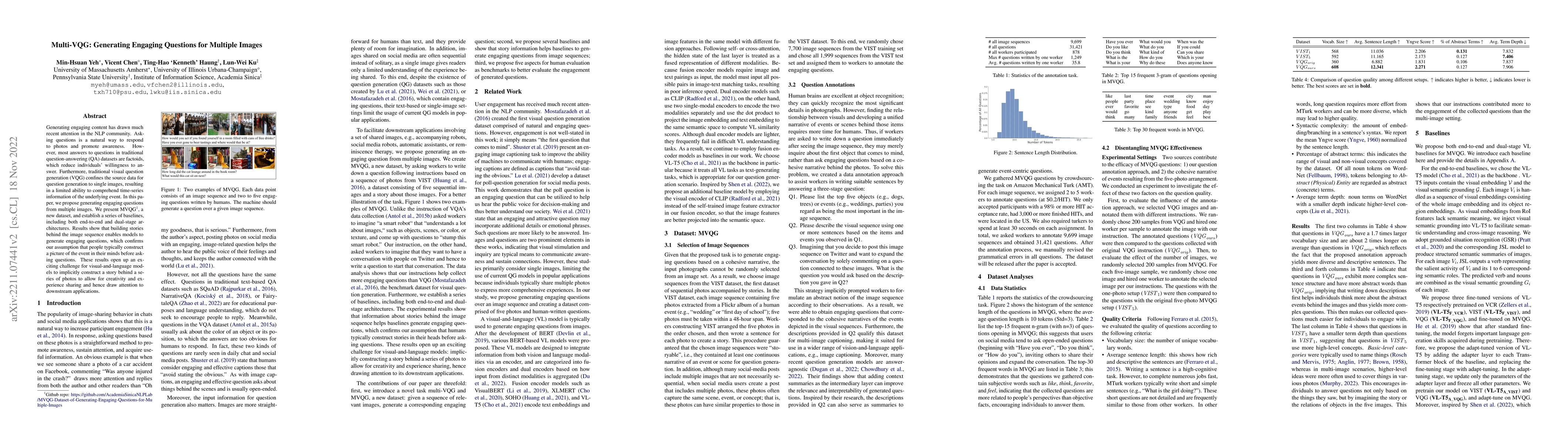 Thumbnail for Multi-VQG: Generating Engaging Questions for Multiple Images