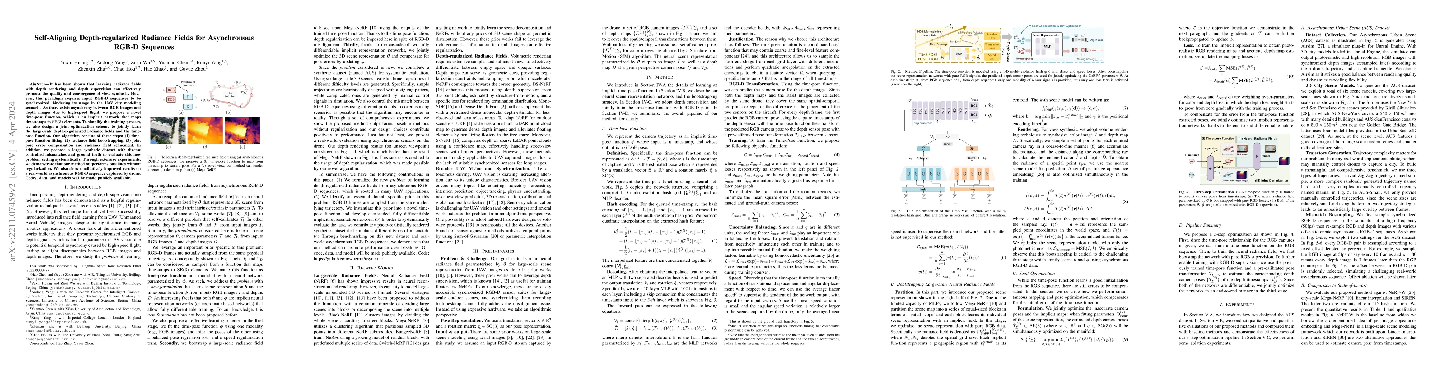 Thumbnail for Self-Aligning Depth-regularized Radiance Fields for Asynchronous RGB-D
  Sequences